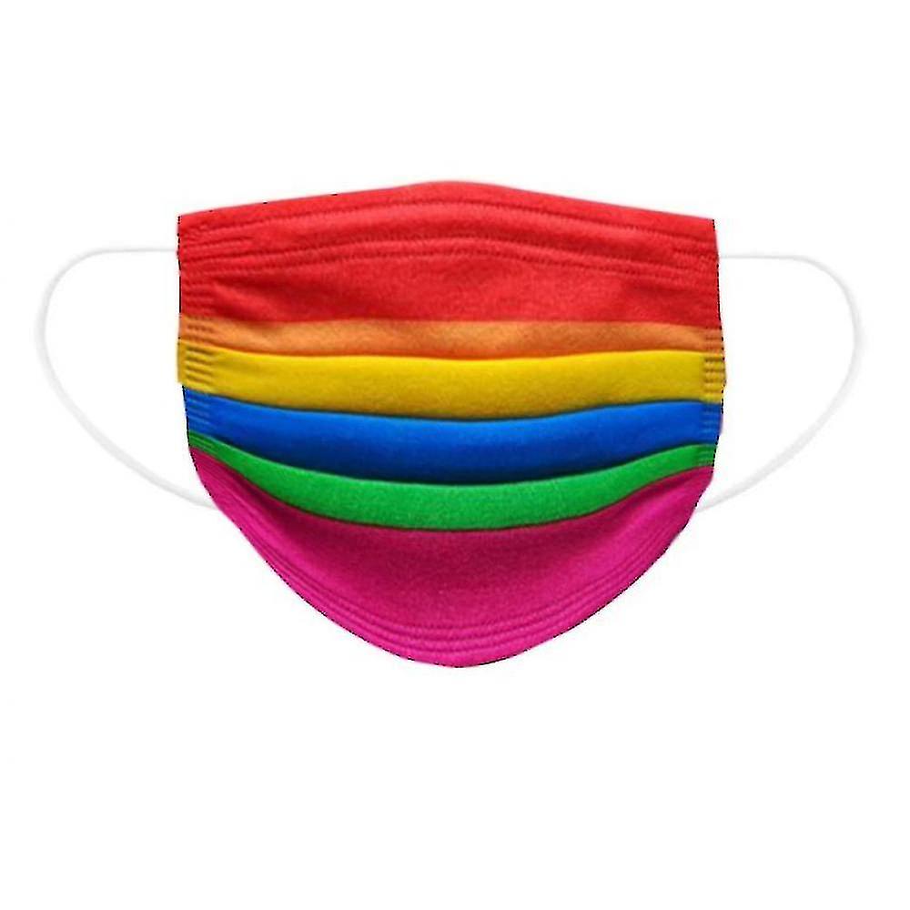 50pcs Disposable Face Mask Rainbow Printing Breathable