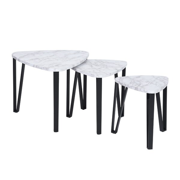 Homylin Nesting Coffee Table Set - Black/Brown- 3-Piece