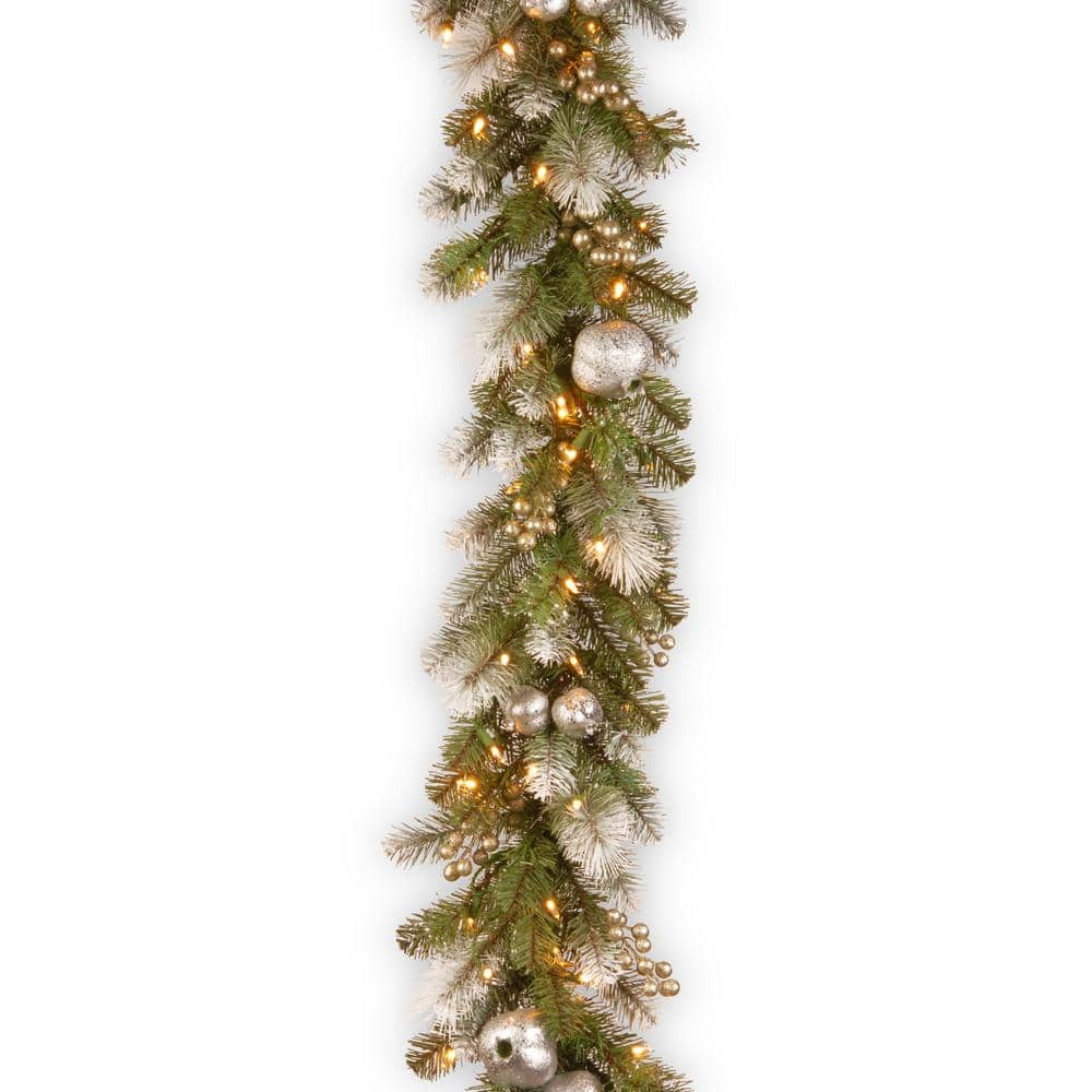  9 ft. Glittery Pomegranate Pine Garland with Clear Lights GTP1-302-9B-1