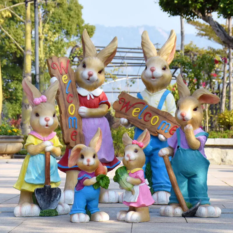 Factory Direct Sales Of Large Outdoor Garden Sculpture Cartoon Bunny Easter Garden Decoration Outdoor Ornaments