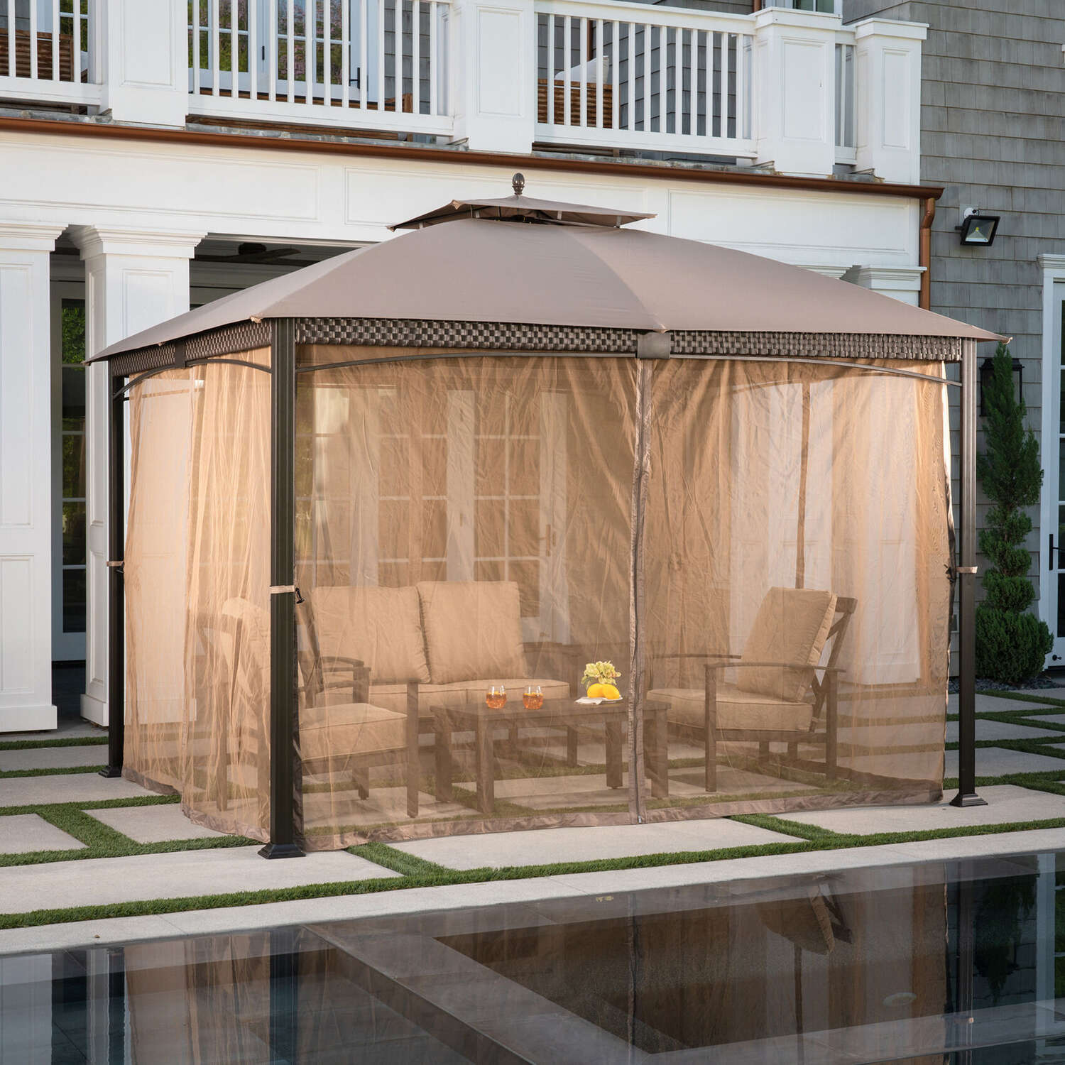 Hanover Aster Gazebo 9.7 ft. H X 11.8 ft. W X 9.8 ft. L