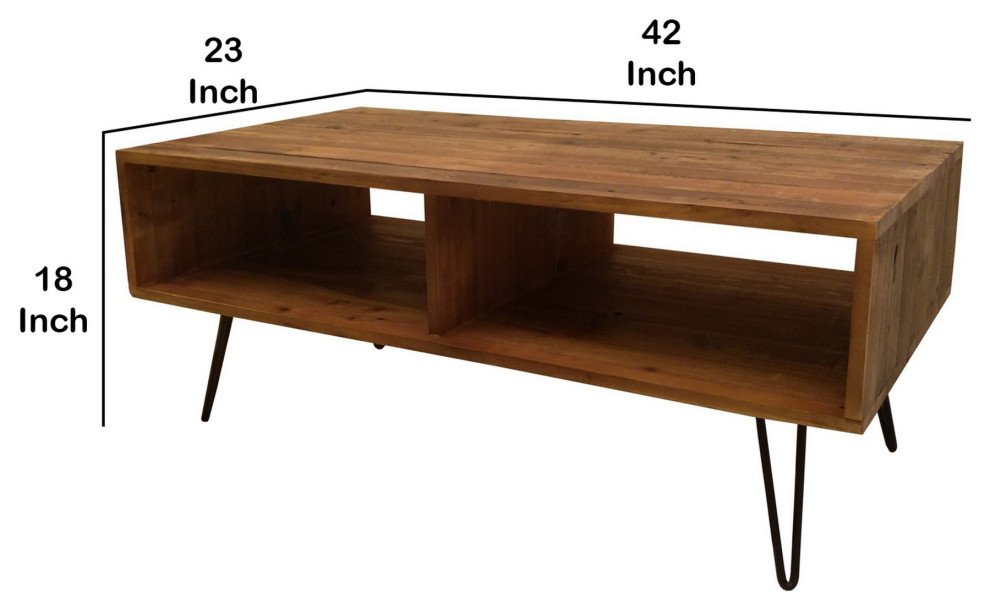 Benzara BM288102 Modern Cocktail Coffee Table With Open Compartments  Brown   Midcentury   Coffee Tables   by Homesquare  Houzz