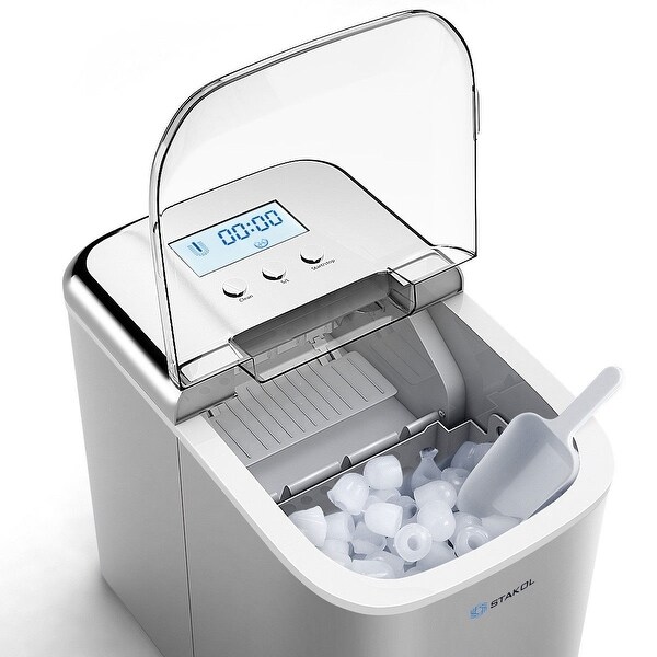 26 lbs Countertop LCD Display Ice Maker with Ice Scoop - 14.5