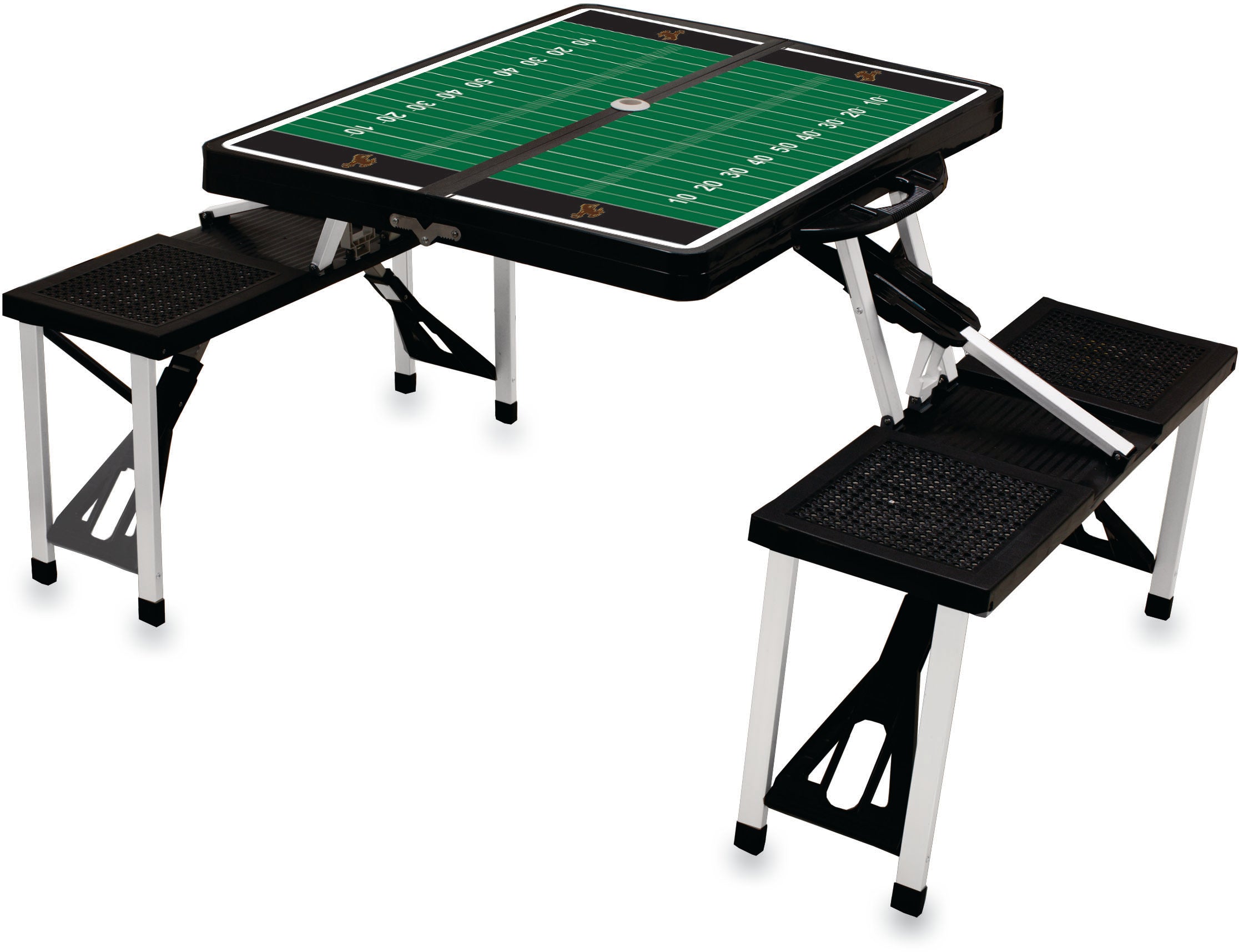 Picnic Time Black Sport University Of Wyoming Cowboys Portable Folding Table with Seats