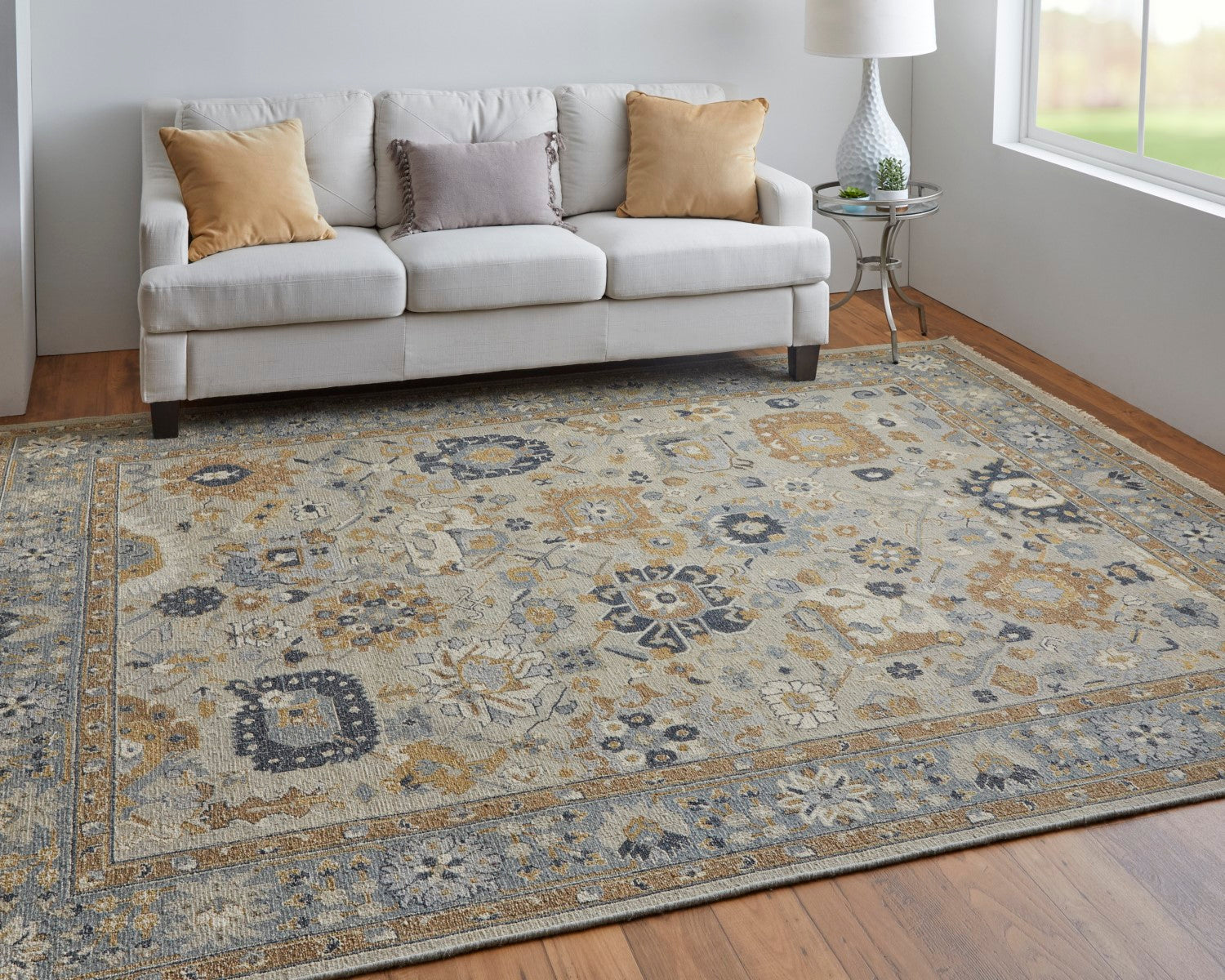 Aleska Oriental Blue/Brown/Gray Rug