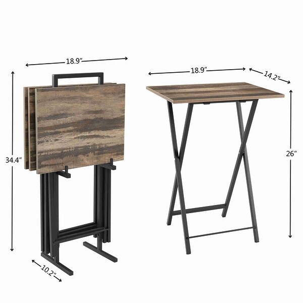 Set Of Four Trays Dining TablesWith Stand For Eating