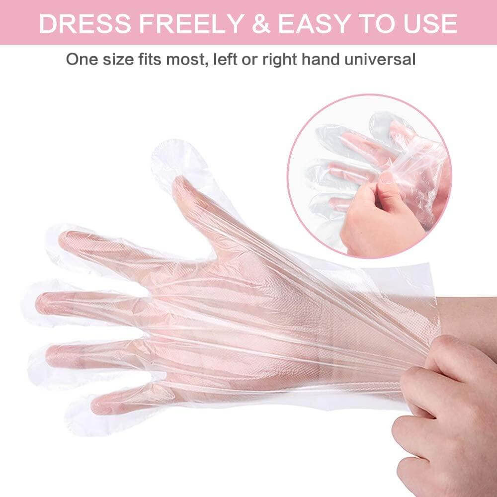 100 Pack Clear Plastic Disposable Gloves, Powder Free Multipurpose Plastic Gloves, Food Service Gloves