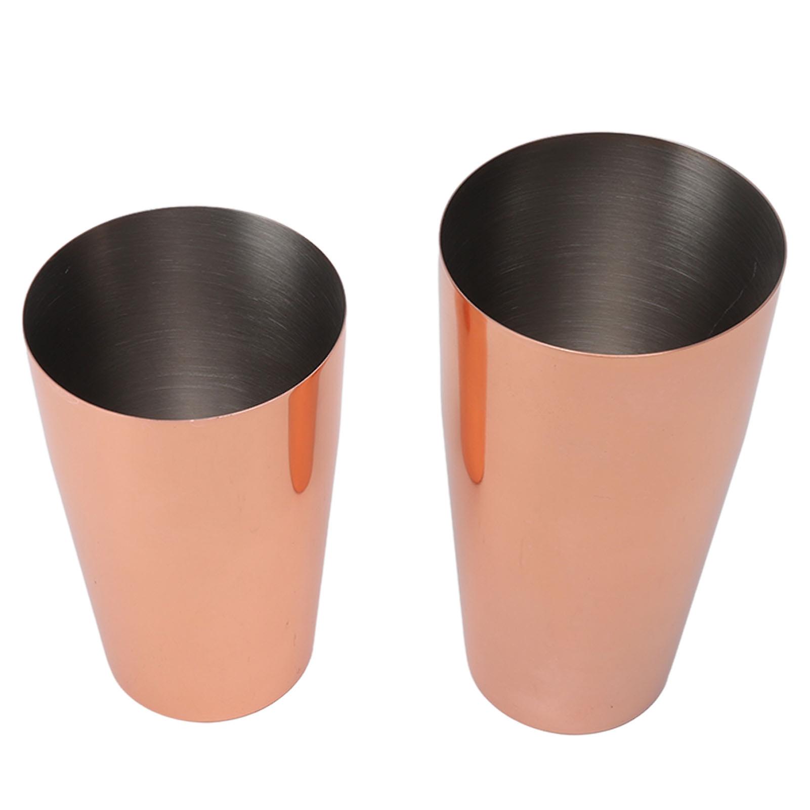 Boston Cocktail Shaker Stainless Steel Rose Gold Glossy Surfaces Leakproof for Bartending