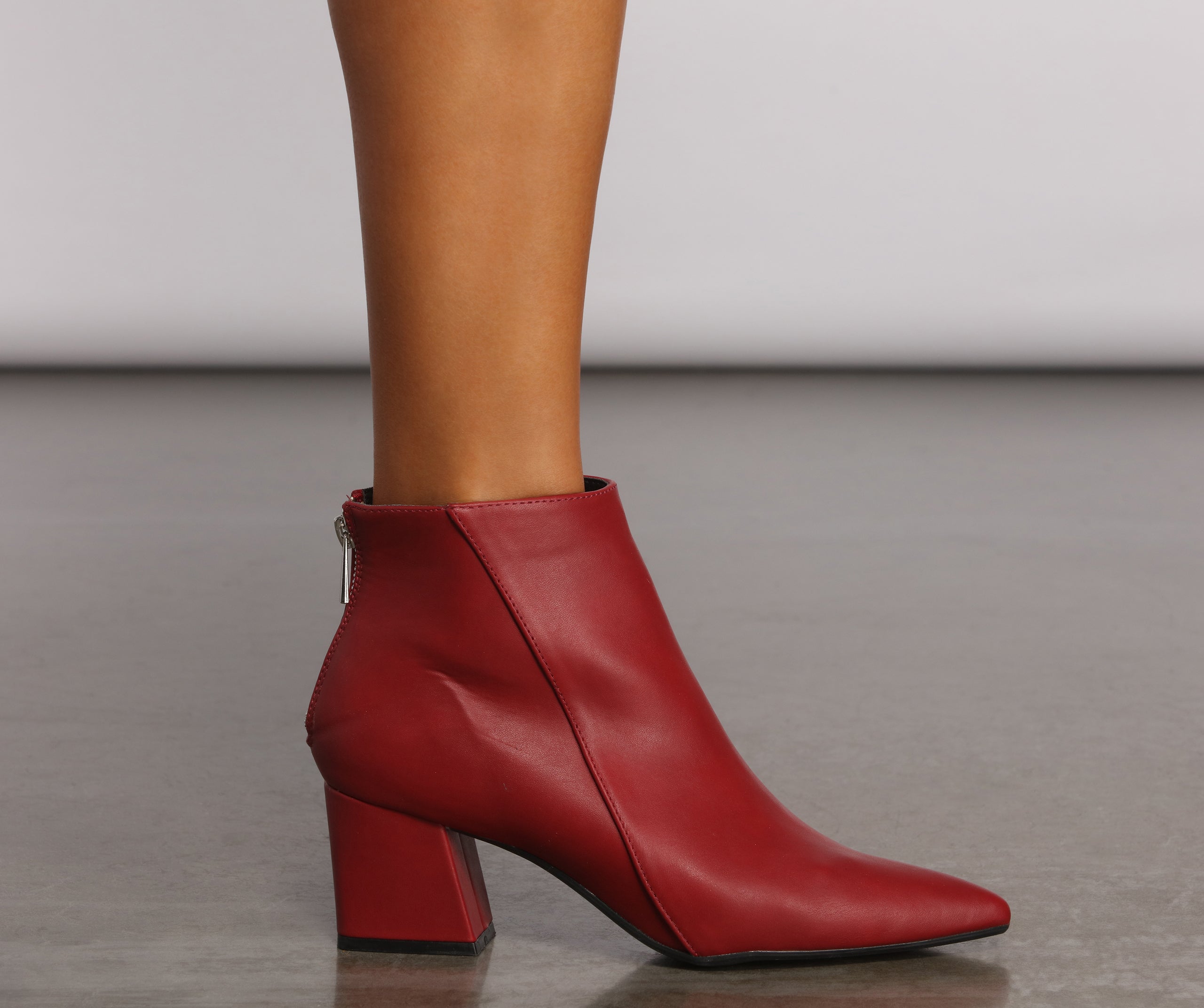 Faux Leather Basic Pointy Toe Booties