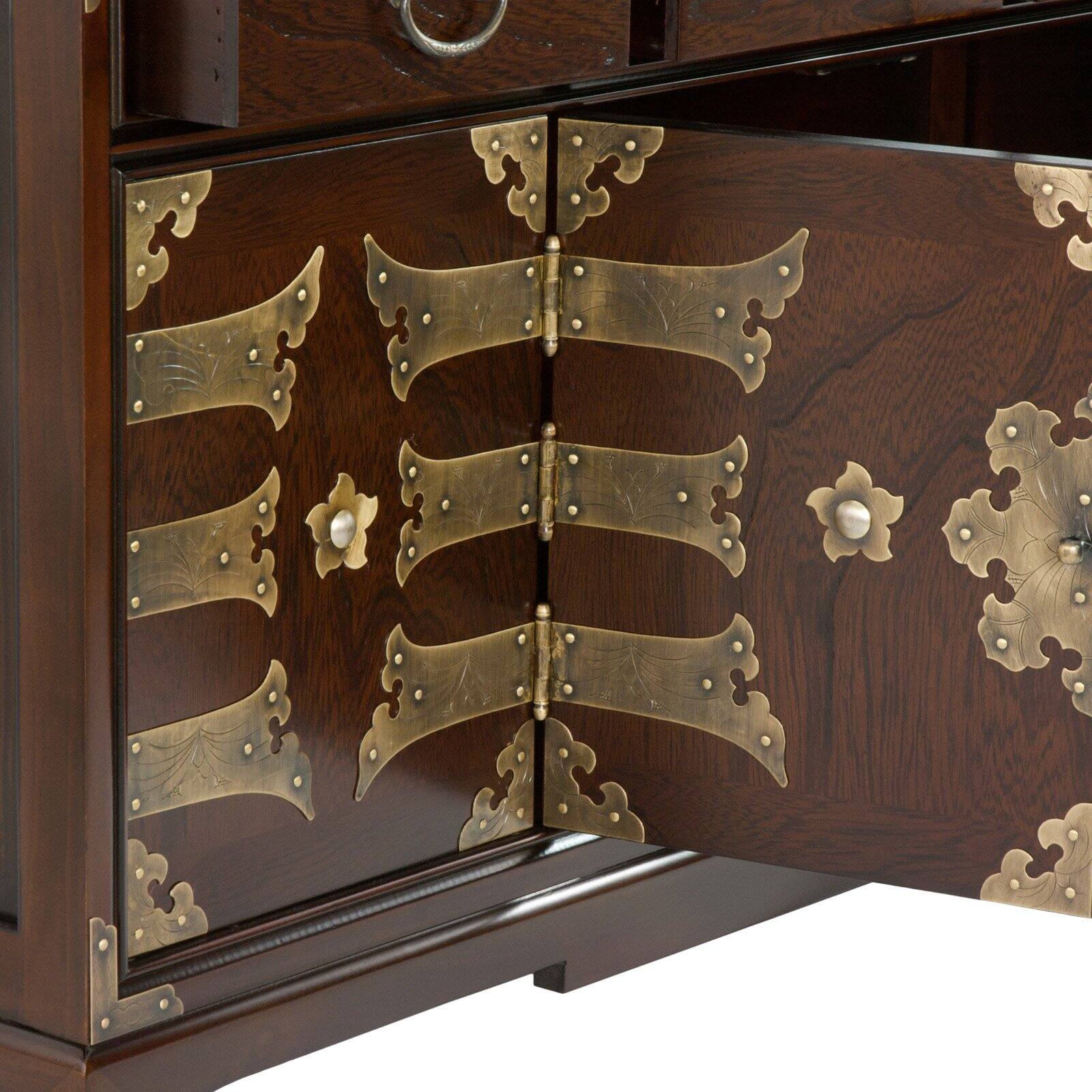 Oriental Furniture Korean Antique Style Coffee Table Low Chest, Cabinet, , Eastern Craftsmanship, 41.75"Wx 22"H