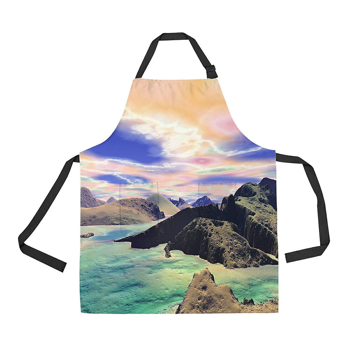 Alien Planet Rocks Lake Apron Home Kitchen Apron With Pockets