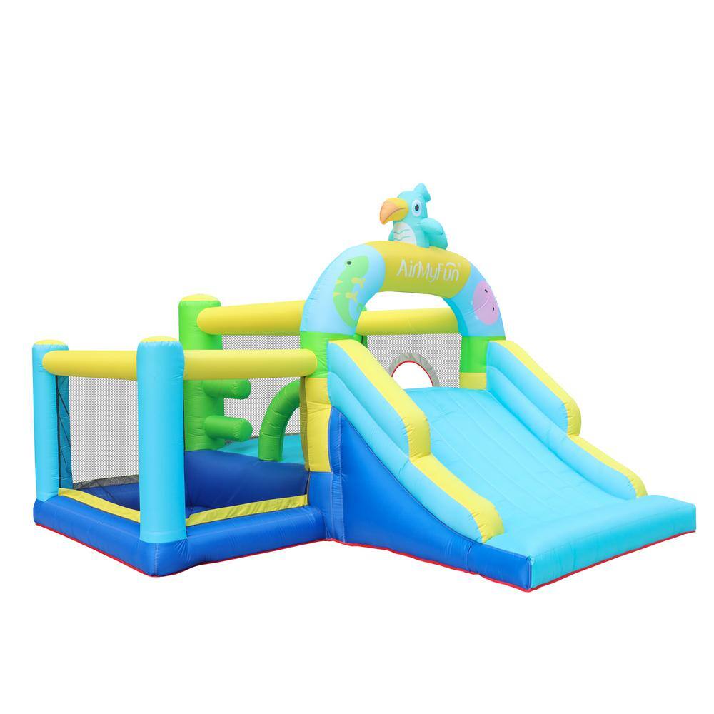 dubbin 5-In-1 Inflatable Bounce House with Obstacle Passing Basketball Hoop and Ball Pool with 350 Watt Blower FXINC-A003