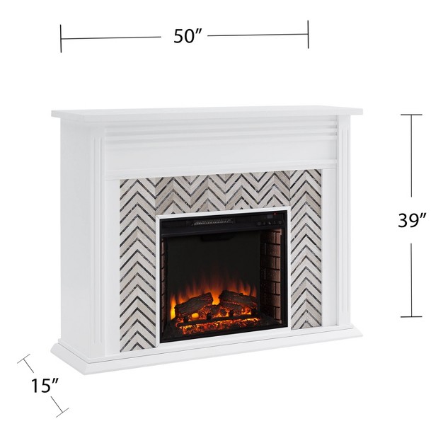 Horngrave Tiled Marble Color Changing Fireplace Gray Aiden Lane