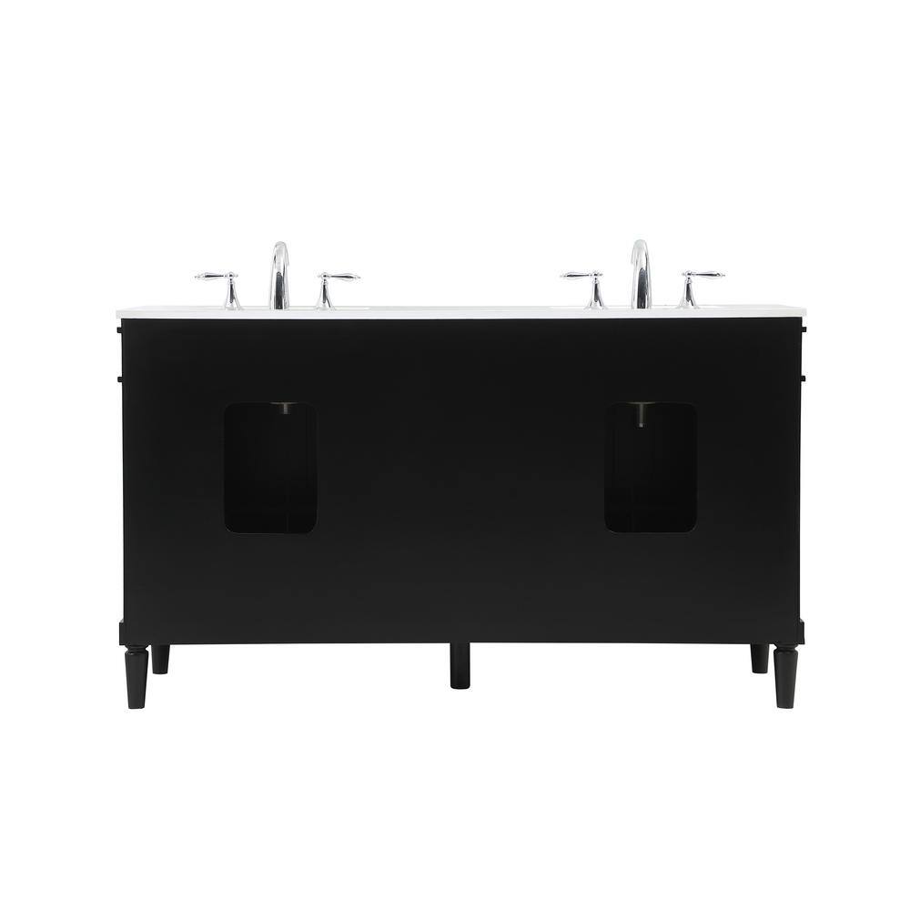 Simply Living 60 in. W x 21 in. D x 35 in. H Bath Vanity in Black with Ivory White Quartz Top SL95580DBK