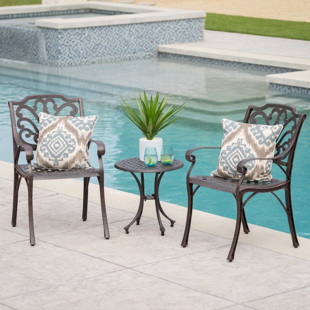 Lola 3pc Cast Aluminum Chat Set Bronze Christopher Knight Home