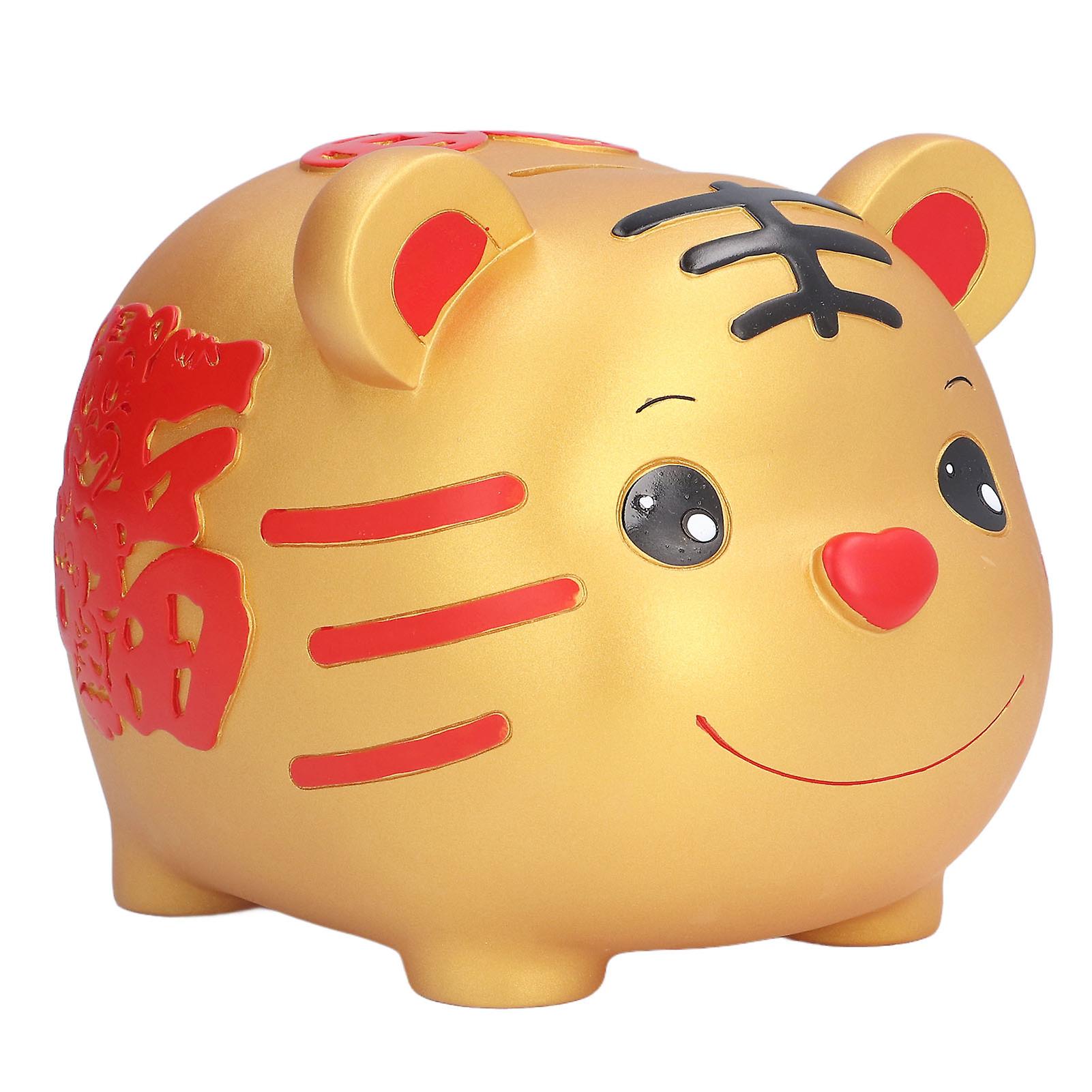 Coin Bank Cute Cartoon Tiger Shape Hand Painted Piggy Bank For Children Gift Home Decoration Coins Storagesmall Red