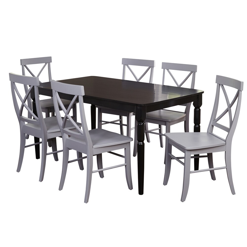 Simple Living Albury 7 piece Black and Grey Cross Back Dining Set