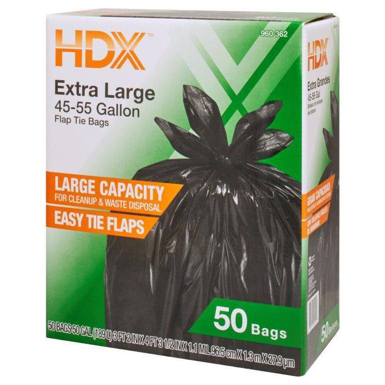 HDX 50 Gal. Black Extra Large Trash Bags (50-Count) HDX 960362