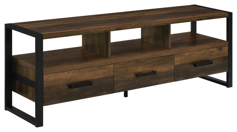 James 3 drawer Composite Wood 60 quotTV Stand Dark Pine   Modern   Entertainment Centers And Tv Stands   by Modon  Houzz