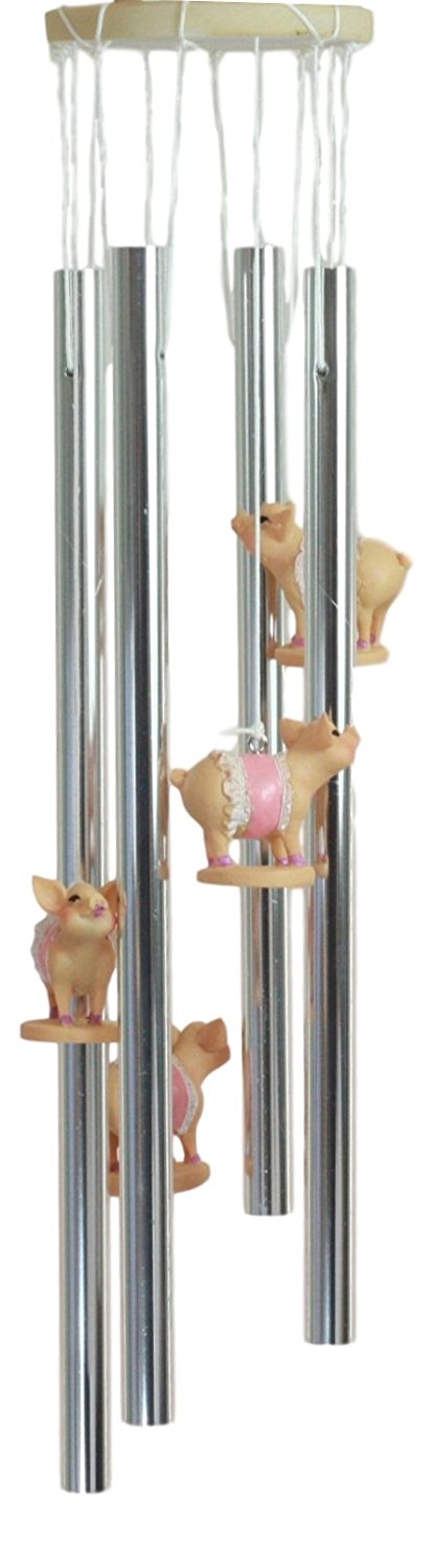 Ebros Mother Goose Nursery Rhymes Miss Piggy Pink Pig With Apron Wind Chime 21