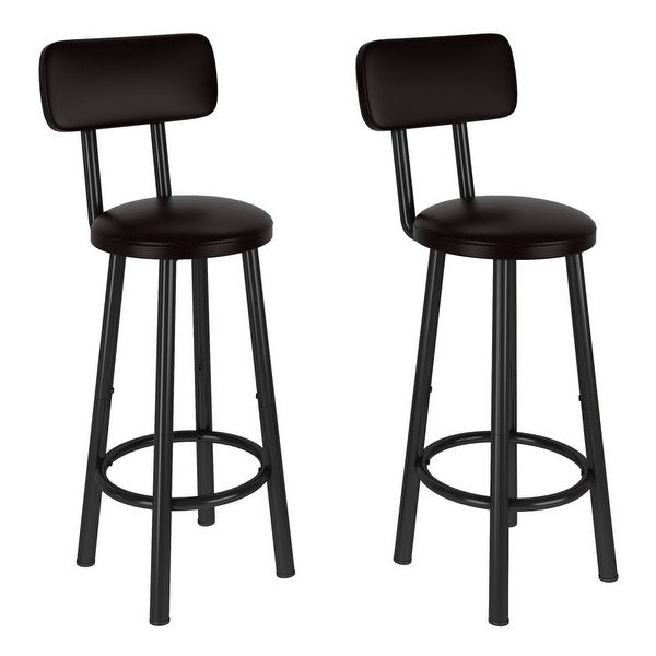 Bar Stools， Set of 2 Faux Leather Upholstered Breakfast Stools for Dining Room Kitchen Counter Bar