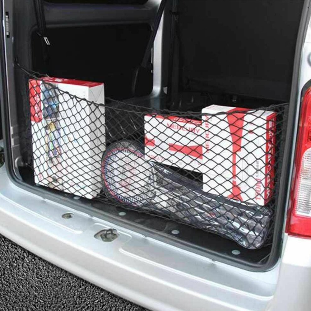 Universal Elastic Car Cargo Net， Nylon Mesh Trunk Storage for Truck SUV with 4 Hook