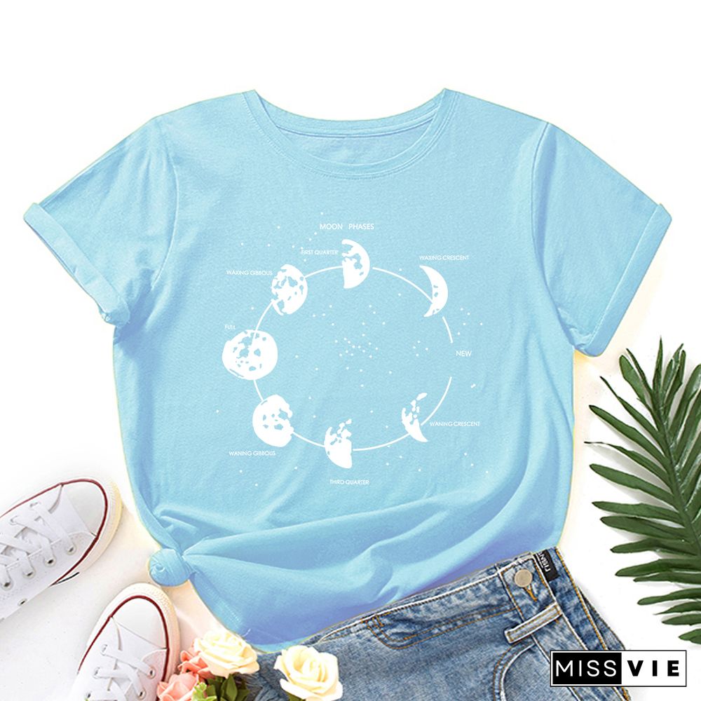 Celestial Moon Phase Cosmos Space T-Shirt Funny ShirtsFor Women Female Graphic Tee Short Sleeve Summer Shirts Tops Shirt Gift