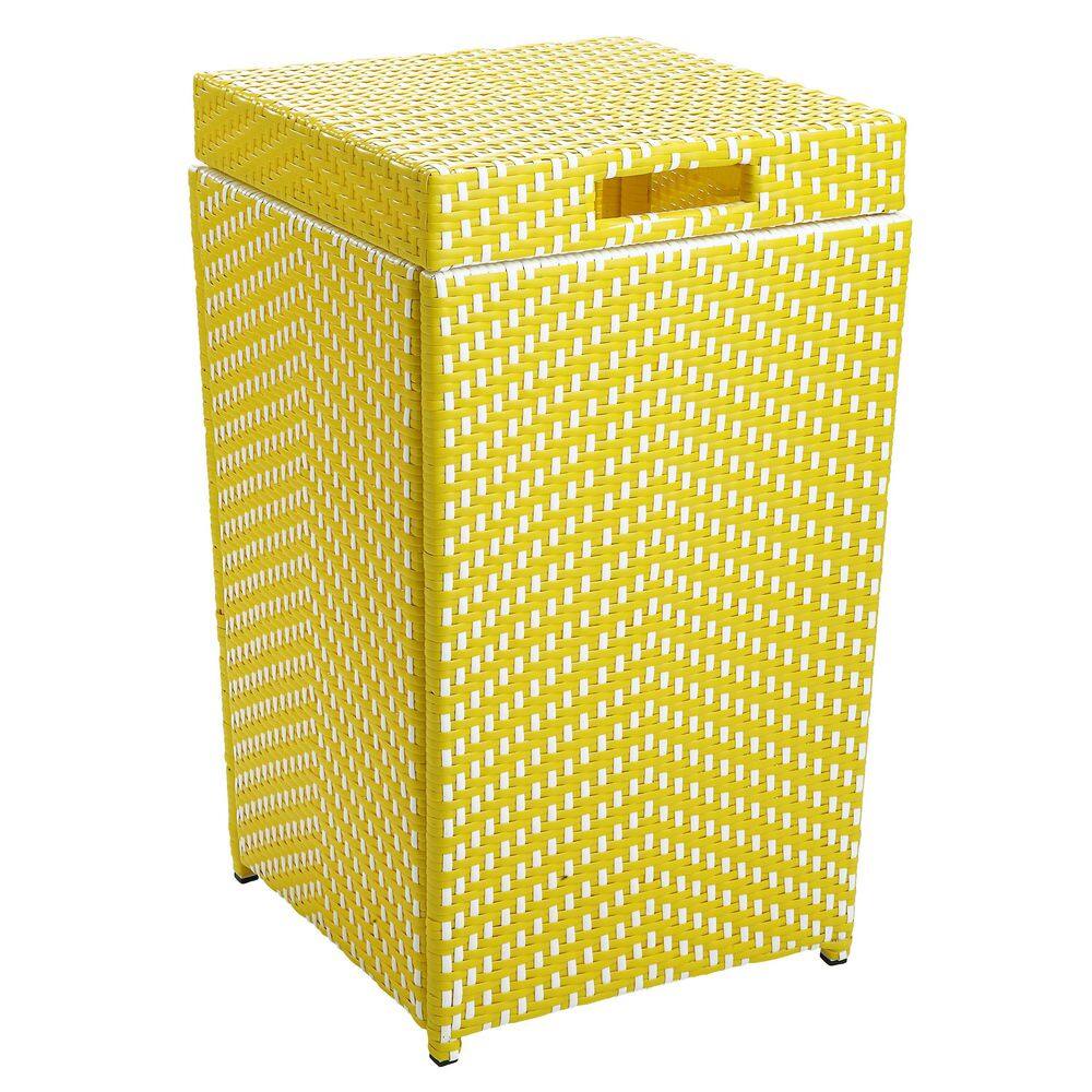 Furniture of America Limewood 120 Gal. Yellow and White Outdoor Trash Can (Set of 2) IDF-OA1863YW-2P