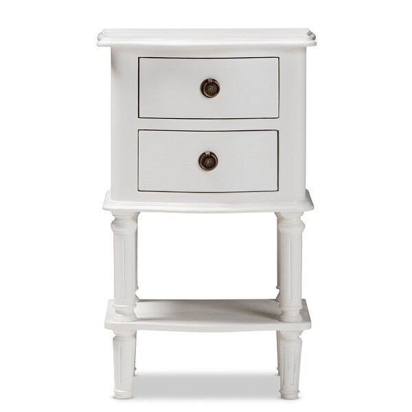 Audrey Country Cottage Farmhouse White Finished 2-Drawer Nightstand - - 35142791