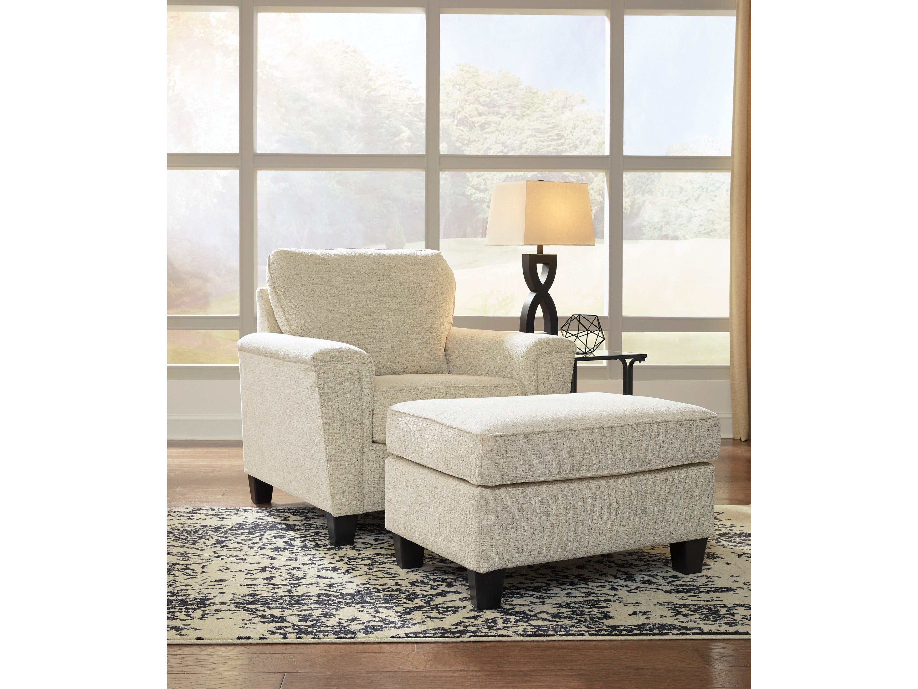 (Online Special Price) Abinger Natural Chair & Ottoman Set