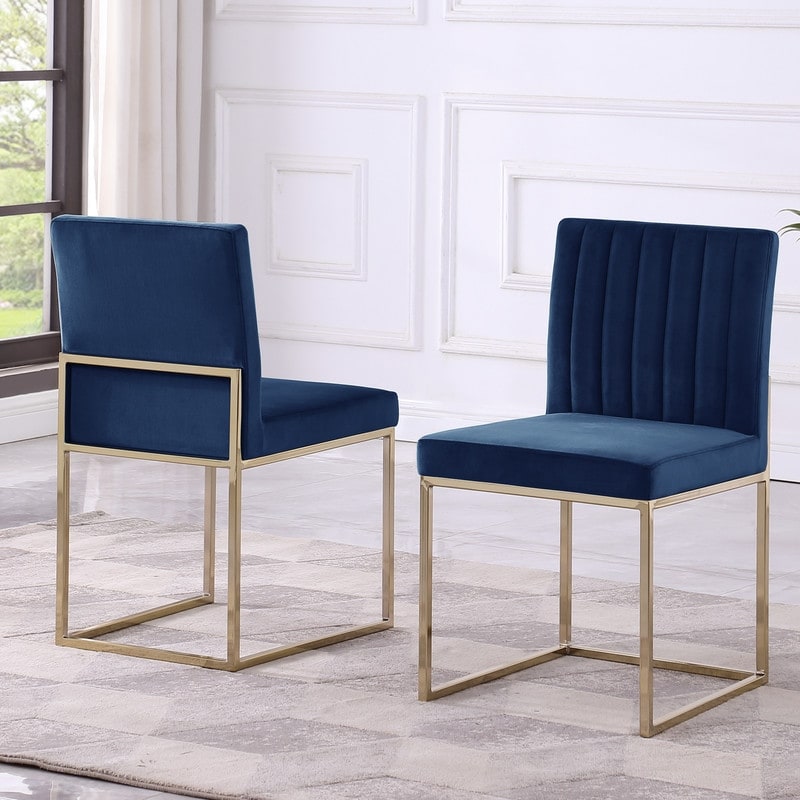 Best Master Furniture Emilio Gold Velvet Dining Chairs (Set of 2)