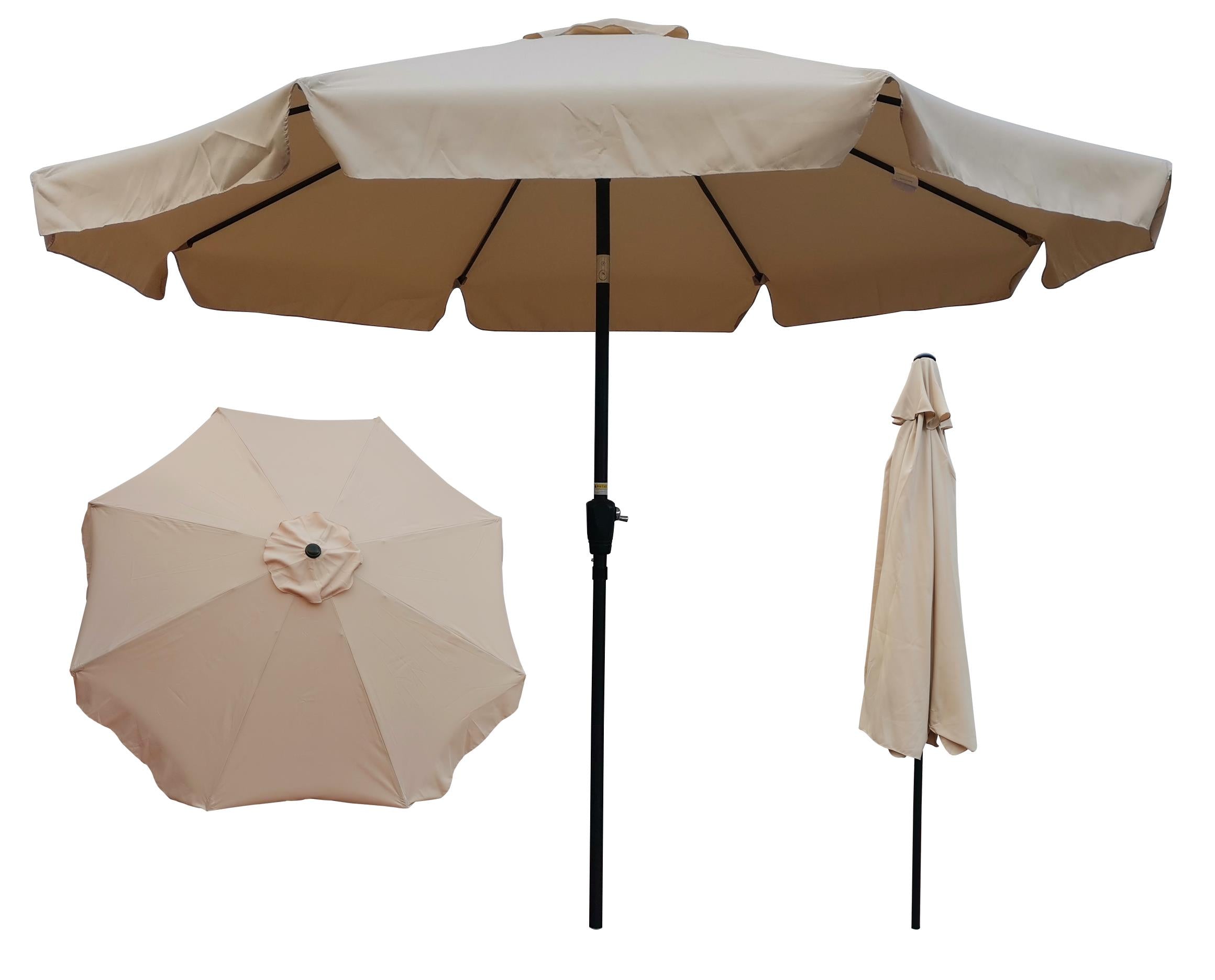 UBesGoo 10FT Outdoor Garden Table Umbrella Patio Umbrella Tan