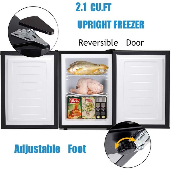 2.1 cu.Compact Upright Freezer Reversible Stainless Steel Door