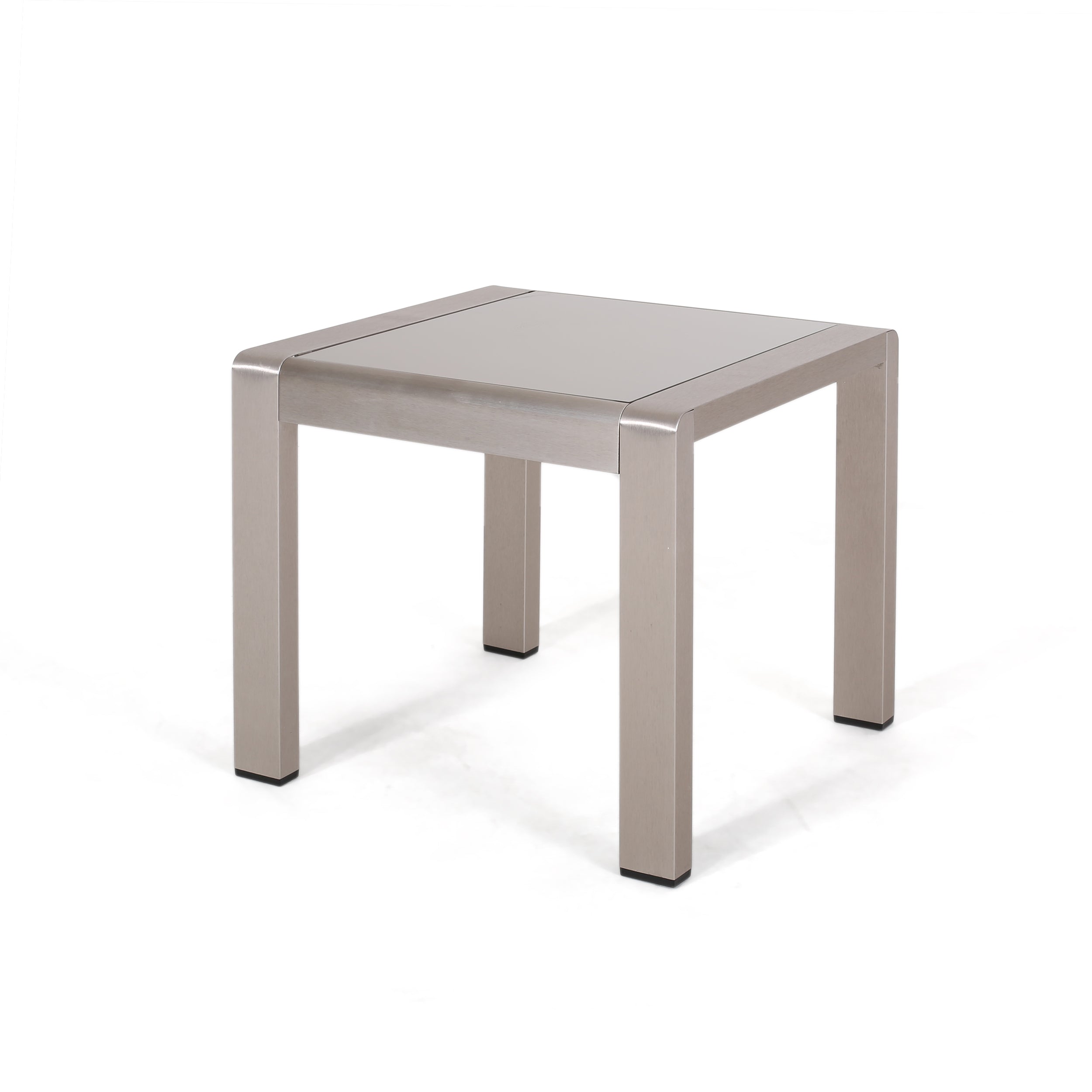 Giovanna Coral Outdoor Aluminum Side Table with Glass Top