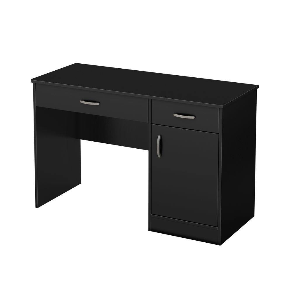 South Shore 43.75 in. Pure Black Rectangular 2 -Drawer Computer Desk with Adjustable Shelves 7270070