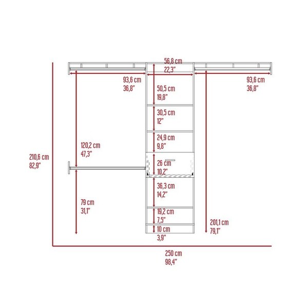 Distinctive Design 1-Drawer 5-Shelf Closet System for Living Room， Extra Space， Easy Assemble， Living Room， Bedroom - - 37928509