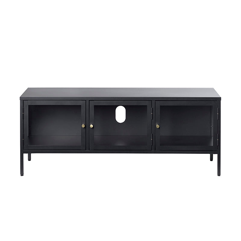 CARMEL 3 Glass Doors Entertainment TV Unit 132cm - Black