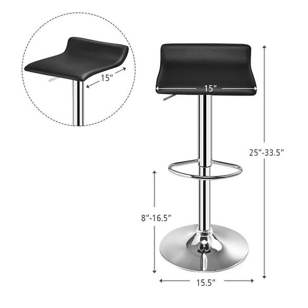 Set of 2 Adjustable PU Leather Backless Bar Stools