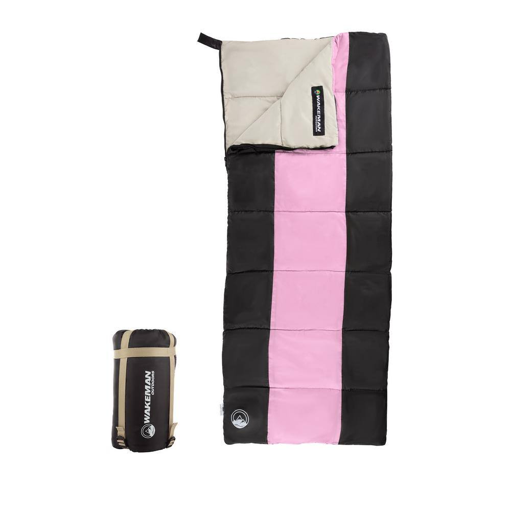 Wakeman Outdoors Kids Lightweight Sleeping Bag with Carrying Bag and Compression Straps in PinkBlack HW4700050