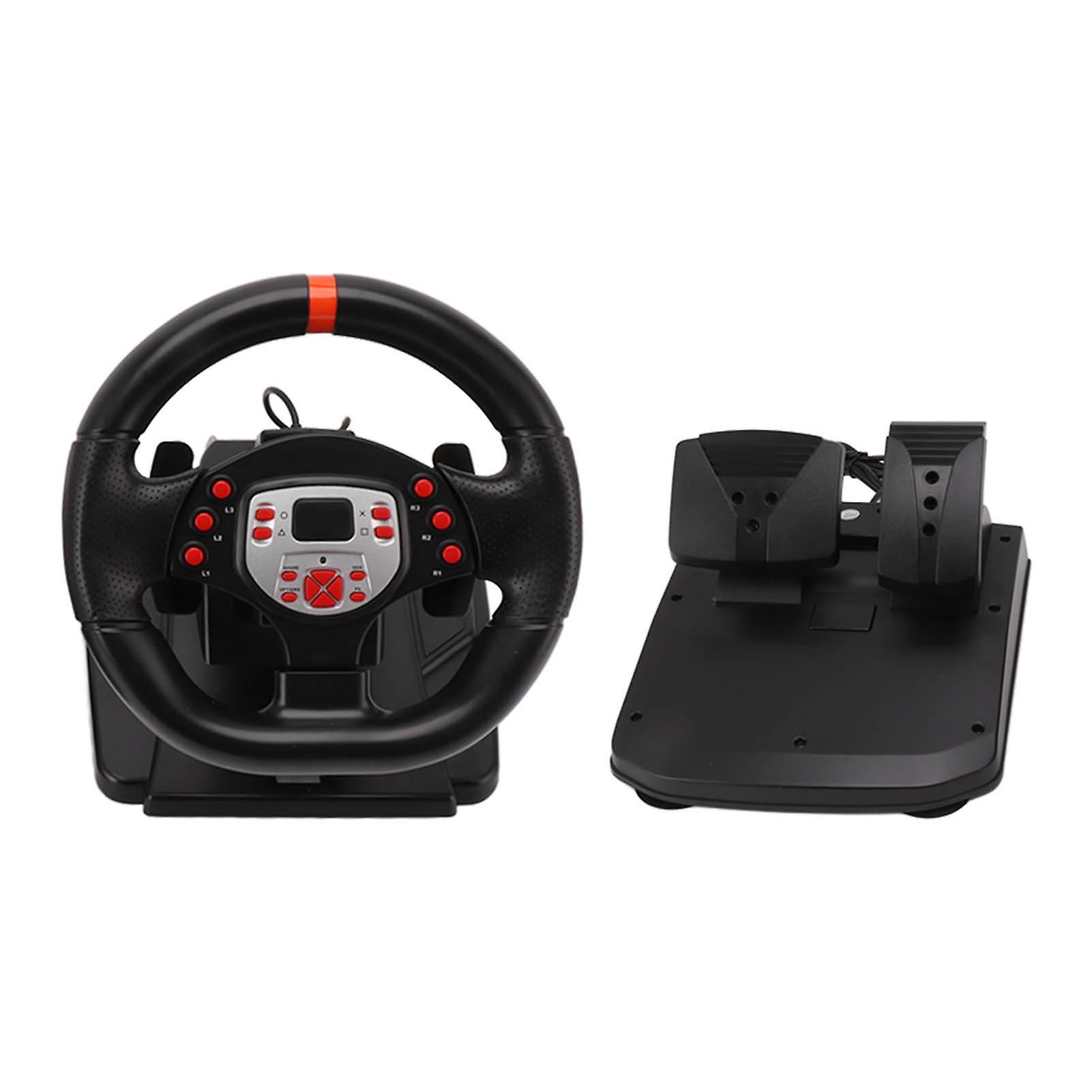 Game Racing Wheels Plug and Play 180 Degree USB PC Steering Wheel with Pedals for XBOX 360 PC for PS3 for Switch