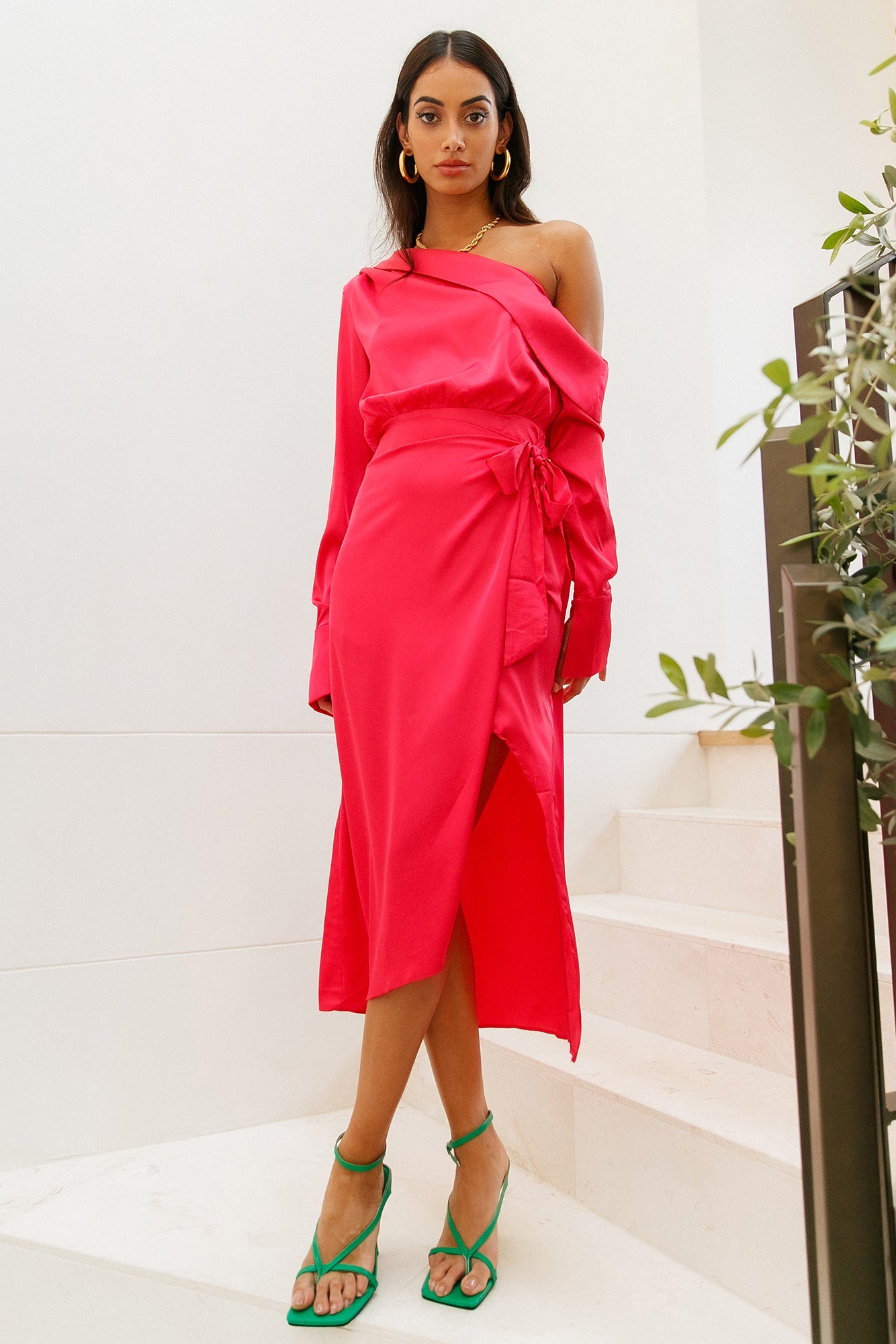 Love On Top Midi Dress Fuchsia