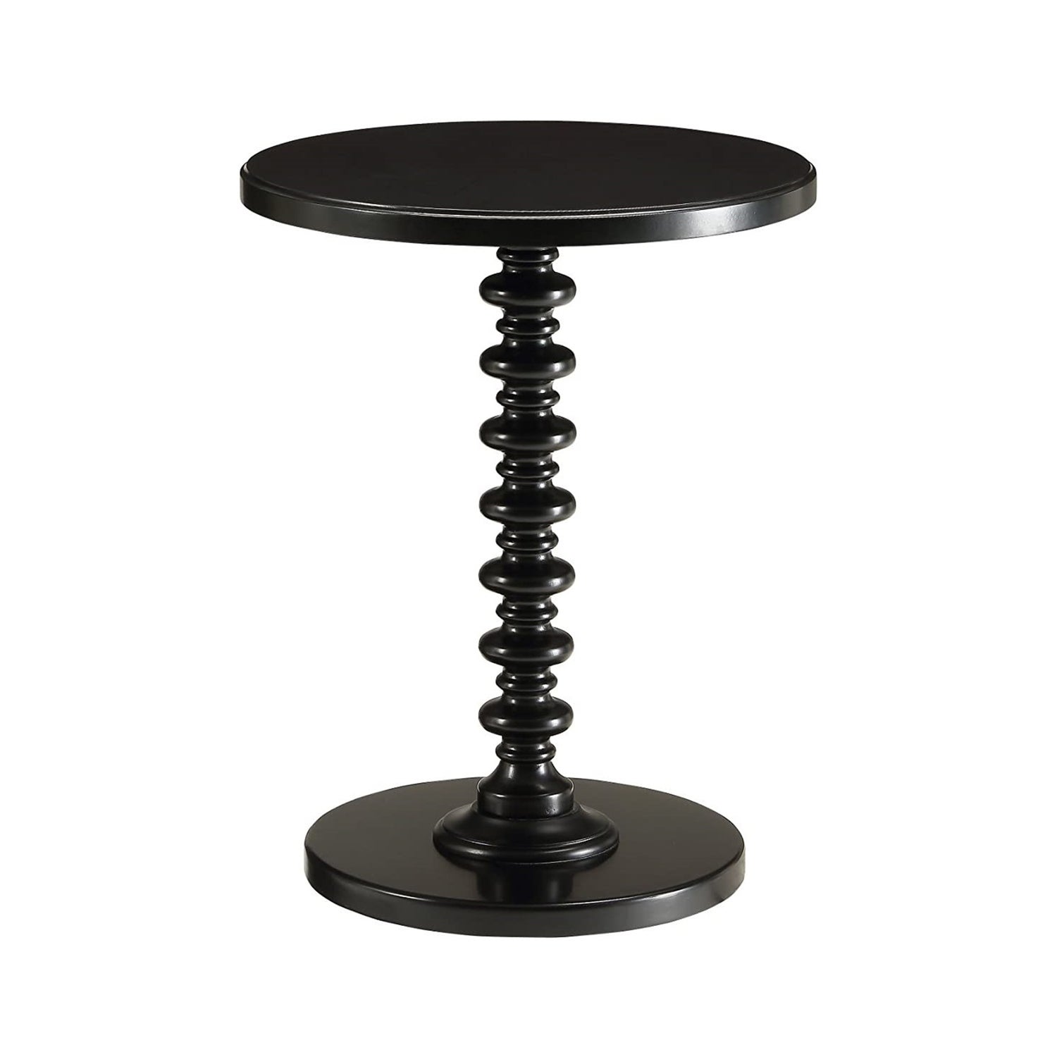 Round Top Side Table Turned Pedestal Base In Black