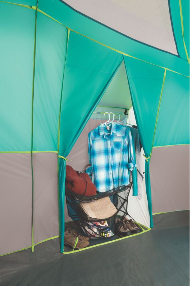 Coleman Tenaya Lake 8 Person Lighted Fast Pitch Cabin Tent， 1 Room， Teal