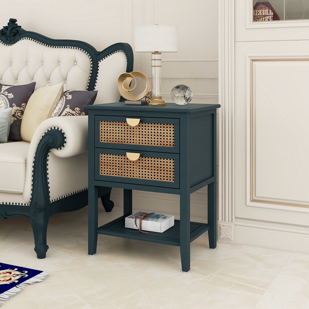 2 Drawer Nightstand Set of 2 Storage Dresser End Table