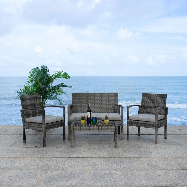 Bassey 4 Piece Patio Outdoor Living Set Safavieh