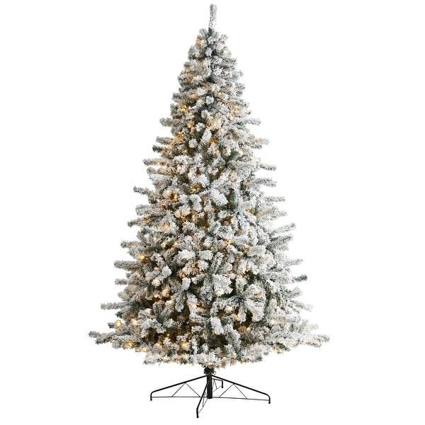 10' Flocked Rock Springs Spruce Christmas Tree with 800 Lights