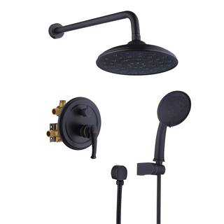 CASAINC 3-Spray Patterns 8.3 in. Wall Mount Dual Shower Heads in Spot Resist Oil-Rubbed Bronze HM-B207-SQ-ORB