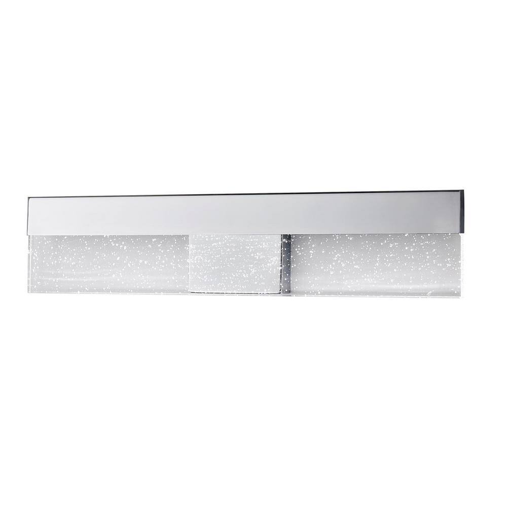 Hampton Bay Havelock 22.7 in. 1-Light Chrome Integrated LED Bathroom Vanity Light Bar with Clear Seedy Glass KGL1391L-2CR