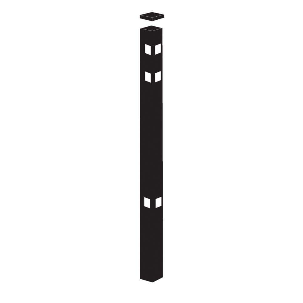 Barrette Outdoor Living 2 in. x 2 in. x 8-7/8 ft. Cascade Black Standard-Duty Aluminum Fence Corner Post 73002404