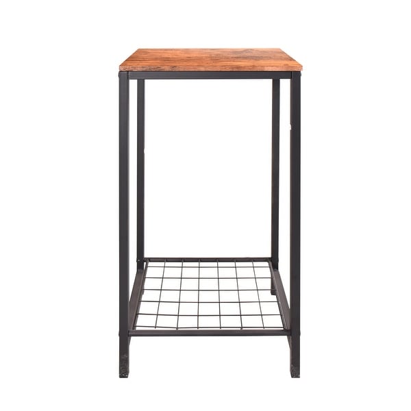 2-tier End Table Industrial Side Table Nightstand with Durable Metal Frame Coffee Table with Mesh Shelves